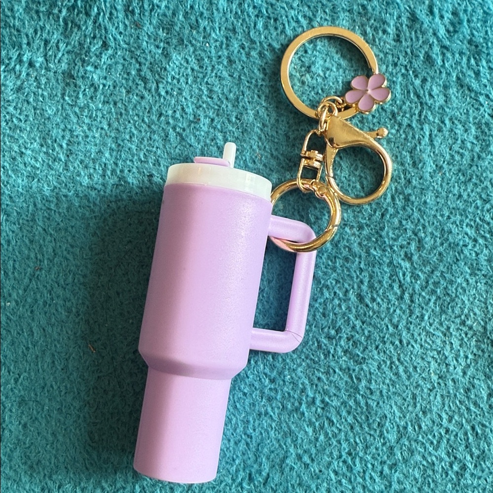 Lavender Tumbler with Gold Flower Purse Backpack Charm